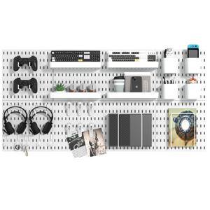 Pegboard Combination Kit, 8 Peg Boards and 30 Accessories Modular Hanging Black Pegboard for Walls, Office Wall Organizer, Keys Holder on Wall, Nursery Storage, 44"x22" Black (White)