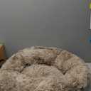 Bedsure Calming Dog Bed for Small Dogs - Donut Washable Small Puppy Bed, 23 inches Anti-Slip Round Fluffy Plush Faux Fur Large Cat Bed, Fits up to 25 lbs Pets, Camel