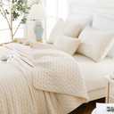 Cream Quilt Bedding Set with Pillow Shams, Breathable Lightweight Bed Spread, Soft Oversized Bedspread Coverlets for King Bed, All Seasons, 3 Pieces, 1 Quilt (108x96), 2 Pillow Shams (20x36)