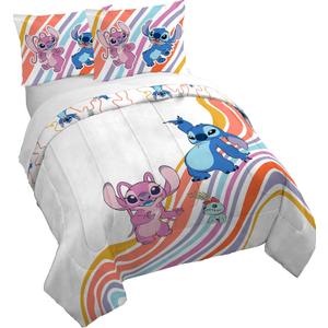 Jay Franco Duvet Cover Set 3 Piece Comforter Cover and Sham Set, Super Soft Cozy Kids Bedding (Insert Not Included) White - Lilo and Stitch, Queen