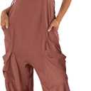 ANRABESS Women Overalls Jumpsuits Loose Casual Dressy Sleeveless Baggy Harem Pants Romper Jumpers 2025 Trendy Summer Outfits (X-Large, Caramel)