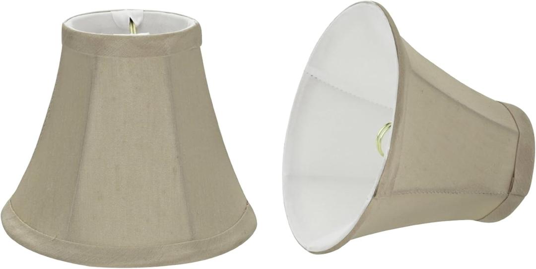 Aspen Creative 30008-2, Bell Clip-On Chandelier Lamp Shade, Butter Crme, 3" Top x 6" Bottom x 5" Slant Height, Set of 2