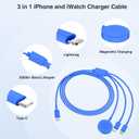 QZIIW Apple Watch Charger,Apple iWatch Magnetic Fast Charger to USB C Cable,3 in 1 Multi Charging Cable 6 FT Compatible with Watch Series Ultra 3/2/SE/11/10/9/8/7/6/5/4/3/2/1,iPhone 17/16/15/14/13/12 (Blue)