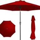 PatioKingdom 9FT Patio Outdoor Umbrella-UPF 50+ Sun Shade with Wind Vent, Push-Button Tilt & Smooth Crank Lift, Rust-Resistant Fiberglass Frame for Garden, Backyard,Yard (Red)
