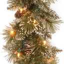 National Tree Company 6 ft Pre-Lit Glittery Bristle Artificial Christmas Garland, Christmas Decoration with Pinecones, 50 Warm White LED Lights, 138 Tips, Timer, Green