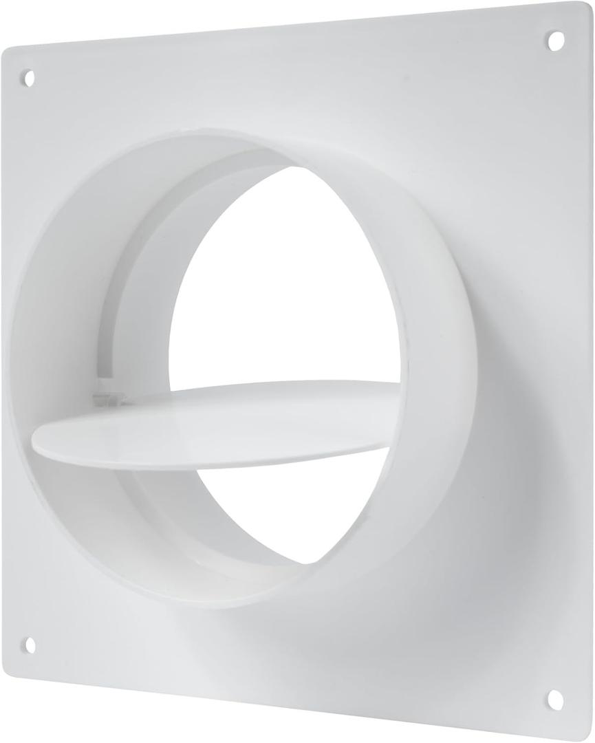 Vent Systems 4" inch Air Vent Duct Connector Flange Straight Ventilation Pipe Plastic Ducting Connector Plate For Cooling Heating Ventilation System HVAC With Valve