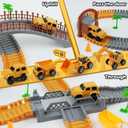 Construction Race Car Track Set for Kids - Flexible Engineering Toys with 2 Electric Cars, Birthday Gift for 3 4 5 6 7 Year Old Boys, DIY Road Games Playset with 220+ PCS