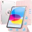 SPARIN Case for iPad A16 11th/10th Generation 2025/2022 (11"/10.9") with Pencil Holder, Magnetic Detachable Hybrid Stand, Portrait/Landscape Angle, Clear Protective Case, Auto Wake/Sleep-Pink