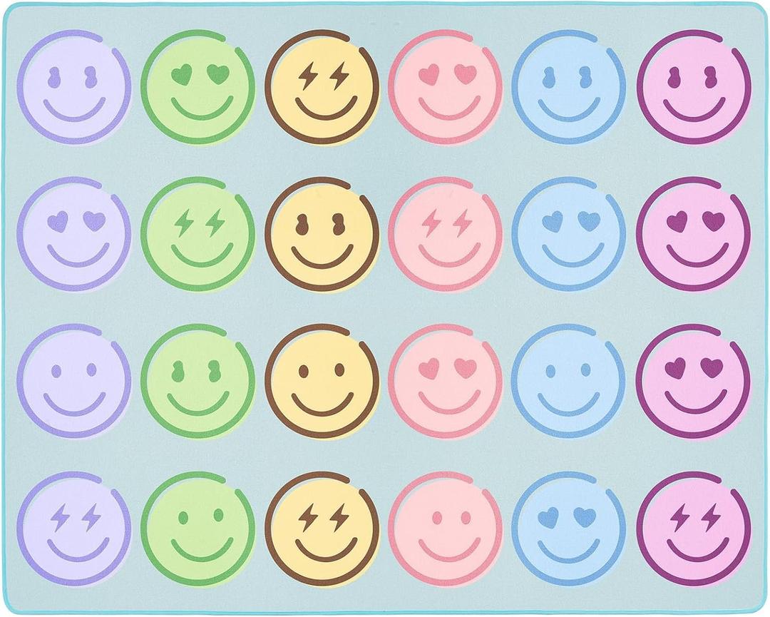 8' x 10' Classroom Rug, Carpets Schoolgirl Style Pastel Smileys Educational Area Rugs for Kids Room Seating Dcor, Play Carpet for Teaching and Playroom (Smiley Face Rug, 8x10ft)