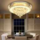 24" Modern Crystal Dimmable Chandeliers for Living Room LED Chandeliers Flush Mount Ceiling Light Fixture Dining Room Bedrooms Silver