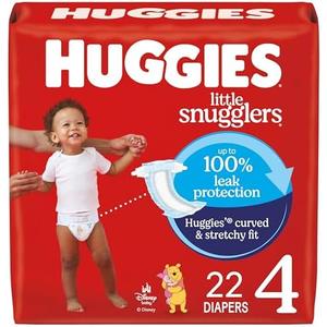 Huggies Size 4 Diapers, Little Snugglers Baby Diapers, Size 4 (22-37 lbs), 22 Count