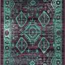 Maples Rugs Georgina Traditional Kitchen Rugs - Non Skid Accent Area Rug [Made in USA], Winberry/Teal, 2'6 x 3'10 (AG5831408) (2'6" x 3'10" (Rectangular), Wineberry/Teal)