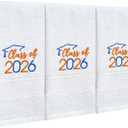 MASHAN Class of 2026 Graduation Hand Towels 3 Pack,100% Cotton Soft Absorbent Bathroom Towels,Senior 2026 Graduation Gift for Girls Boys,Blue Orange Decorative Towels 14x30 Inch