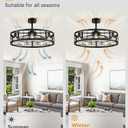 LEDIARY 30 inch Fandelier Caged Ceiling Fan with Light and Remote, Black