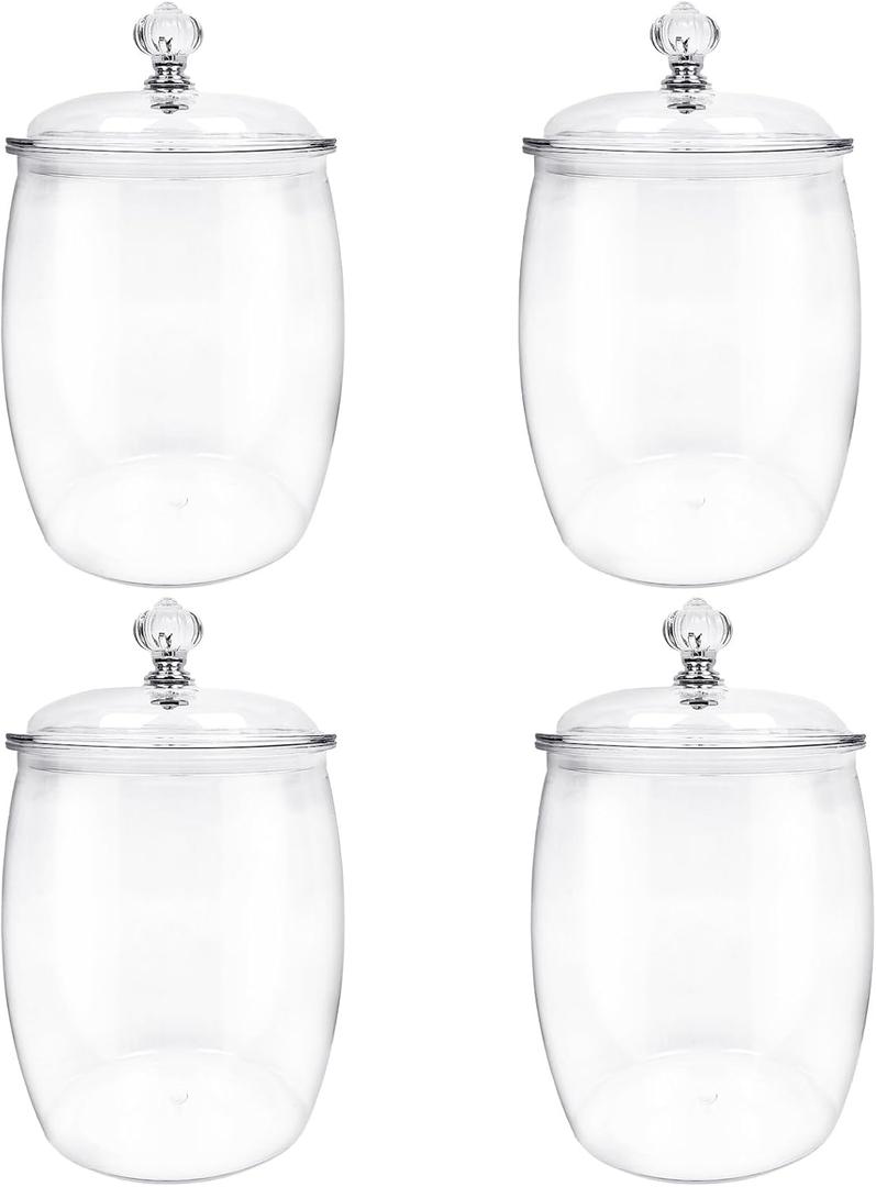 4 Pcs Candy Cookie Jar, 74 oz Clear Plastic Jars with Lids Apothecary Jars Candy Buffet Storage Containers Airtight Food Canister Home Organization for Kitchen Laundry and Party
