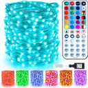 BrizLabs Christmas Fairy Lights - 66ft 200 LED Color Changing Fairy Lights with Remote, Plugin Purple & White Valentines Day Twinkle Light RGB Starry Xmas Light for Xmas Halloween Home Party Wedding