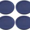 Anchor Hocking Replacement Lids for Glass Food Storage, 4 Cup Round, Navy, Set of 4 (Also Compatible with Pyrex Glass Food Storage)