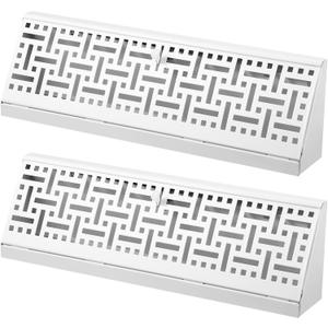 Landhoow 2 Pack 15 Inch Baseboard Register Diffuser, Vent Covers for Home Floor Wall Baseboard Vent Covers Supply Floor Register Diffuser, White