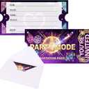 2 x 20pcs Kpop Theme Birthday Invitations Cards, Kpop Theme Birthday Decorations,Party Invitations With White Envelopes, Movie Vip Party Invitations for Boy Girls-Purple, 5.9 x 3 inches