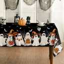 Horaldaily Halloween Tablecloth 6084 Inch Rectangular, Black Bat Ghost Pumpkin Spider Cobweb Washable Seasonal Table Cover for Party Picnic Dinner Decor