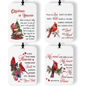 4 Pcs Cardinal Christmas Car Air Freshener Cardinal Memorial Air Freshener for Cars Hanging Memorial Christmas Car Accessories Decor Decorations Gifts for Women