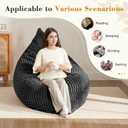 3-in-1 Giant Bean Bag Chair for Adults & Kid, Convertible Floor Sofa to Mattress, High-Density Foam Chair Bed with Washable Cover, Multi Functional Lounge Couch for Bedroom, Living Room (Black), XL Sofa Chair