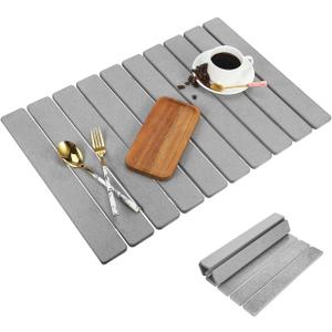 Cabilock Absorbent Stone Dish Drying Mat 23X15 Inch Gray Kitchen Counter Drying Tray for Dishes Cups Utensils Quick Water Absorption