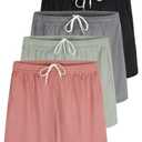 Real Essentials 4 Pack: Girl's Mesh Athletic Running Shorts with Pockets Teens Kids Youth Performance Gym Basketball - Set 7, XS (4-5)