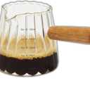 Espresso Cups 6OZ, Espresso Accessories, Expresso Shots Cup, Espresso Shot Glass with V-Shaped Mouth, Ribbed Milk Frothing Pitcher, Glass Measuring Cup