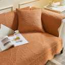 vctops Cotton Quilted Couch Cover Floral Leaves Embroidery Sofa Cover Non Slip Sofa Slipcover for Dogs Cats Kids Loveseat Recliner L Shaped Armrest Backrest (Orange,36"x94")