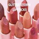 2Pcs Metallic Glitter Lipstick Set - Long Lasting, High Shine, Diamond Effect Lip Makeup for Women (Set B, 2Pcs)