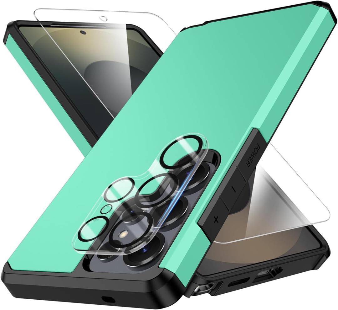 for Samsung Galaxy S25 Ultra Phone case with Tempered Glass Screen Protector+Camera lens Protector,for Samsungs S25 Ultra Phone case,Silicone Durable Armor for Samsung Galaxy S25 Ultra case (Mint Green)