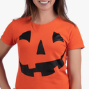 Halloween Women's Criss Cross VNeck Jack o Lantern Witch Costume Short Sleeve Pumpkin Shirts SOBP, XXL