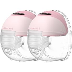 MomMed Wearable Breast Pump (Model S21)  Double Electric Hands-Free Breast Pump, Leak-Proof Design, 3 Modes (Stimulation, Expression, Auto) & 12 Vacuum Levels, Portable and Quiet (2Pack, Pink)