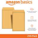 Amazon Basics Catalog Self Seal Mailing Envelopes for Documents, Peel and Seal, 9" x 12", Brown Kraft, 250-Pack
