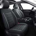 Car Seat Covers Full Set,Universal Fit for Most Cars,SUV,Sedans and Pick-up Trucks,Automotive Vehicle Faux Leather Cushion Covers for 5 Passenger Cars(Full Set,Black/White)