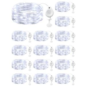 Brightown 14 Pack White LED Fairy Lights Battery Operated String Lights, 7ft 20LED Waterproof Silver Wire String Lights, Firefly Starry Moon Lights for Mason Jars DIY Christmas Wedding Party Bedroom