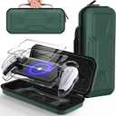 FYOUNG 3 in 1 Accessories Bundle for Playstation Portal, Carrying Case & Hard PC Clear Cover Set with Screen Protector, Protective Shell Portable Travel Handbag for PS5 Portal Remote Player (Green)