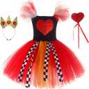 IBTOM CASTLE Girls Tutu Dress Toddler Tulle Party Dresses for Photography Prop Princess Tutu Crown Halloween Cosplay Outfit (3-4T, Red Heart)
