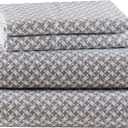 True North by Sleep Philosophy Cotton Sheet Set Cozy Print 100% Cotton Flannel Sheets Bedding Set, Oversized Sheets, Deep Pocket Fits Up to 14" Mattress Queen Bed Sheets Queen Snowflake 4 Piece