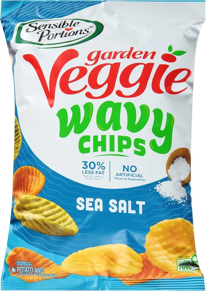 Sensible Portions Garden Veggie Wavy Chips, Sea Salt, 5 Oz (Pack of 12), BB Date 12/28/2024