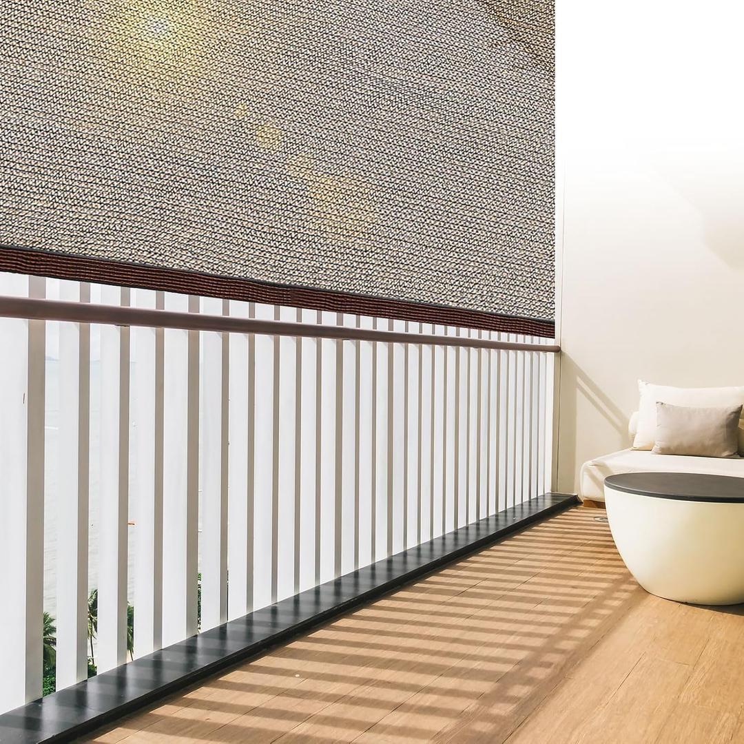 3' x 10' Khaki Patio Privacy Screen Shade Cloth Outdoor Apartment Patio Shade Screen Balcony Covers with Grommets UV Protection for Outdoor Backyard Garden Porch