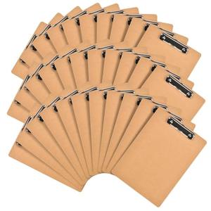 6 x 9 Clipboards Bulk, 32 Pack Small Clip Board, A5 Letter Size Wooden Hardboard Kids Clipboard Pack for Classroom, Party, Home, Brown