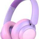 Candy Bila Active Noise Cancelling Headphones for Kids,60H Play Time,Bluetooth 6.0, Comfortable Fit, USB C Charging, Kids Bluetooth Headphones for iPad Tablet Airplane, Gradient Pink