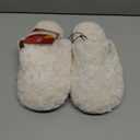 EverFoams Women's Fuzzy Slip-on Slippers Warm Cozy Soft Lightweight Memory Foam Indoor House Shoes (5-6, Cream White)