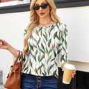 NORACORA Women's 3/4 Length Sleeve Crew Neck T-Shirt - Printed Casual Basic Tops (XL)