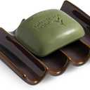 Ceramic Bar Soap Dish and Savers for Bathroom, Shower and Kitchen, Japanese Self Drain Soap Holder, Purple (Fluted)