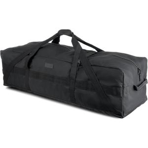 Fitdom 106L 45" Heavy Duty Extra Large Duffle with Upgrade Zipper, Durable & Water Resistant. Perfect as Camping Bag Travel Storage Tent Storage Sports Equipment Bag For Coaches & More (Black)