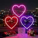 3 Pcs Heart Neon Sign Valentine's Day Decoration Love Heart LED Light up Sign USB Powered Camping light Wall Window Decor for Valentine's Day Wedding Anniversary Bedroom Classroom