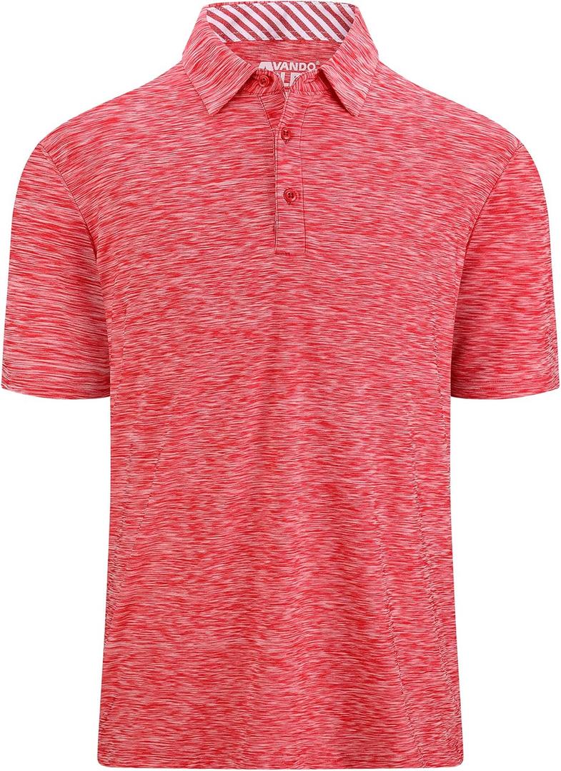 Alex Vando Mens Golf Shirt Moisture Wicking Quick-Dry Short Sleeve Casual Polo Shirts for Men (Small, Red)